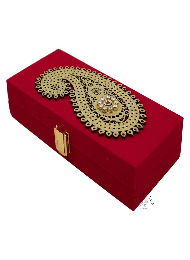 LIFAFEWALA Decorative Lazer Cut Shagun Box, Cash Box, Gaddi Box, Jewellery Box, Gift Box, Money Box Envelope in Carry Design With Fur inside (Red, Pack of 1) - Image 5